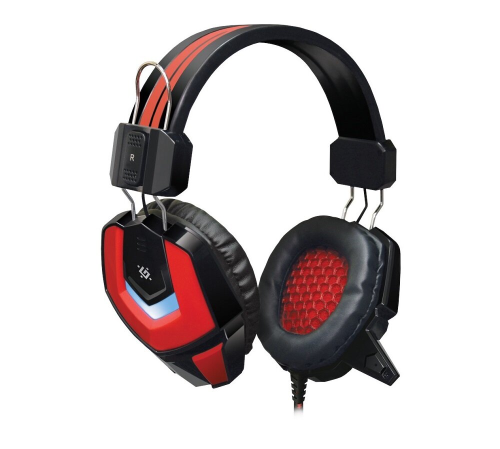 Słuchawki DEFENDER Ridley Czarno czerwony - wygląd ogólny komfort kształt