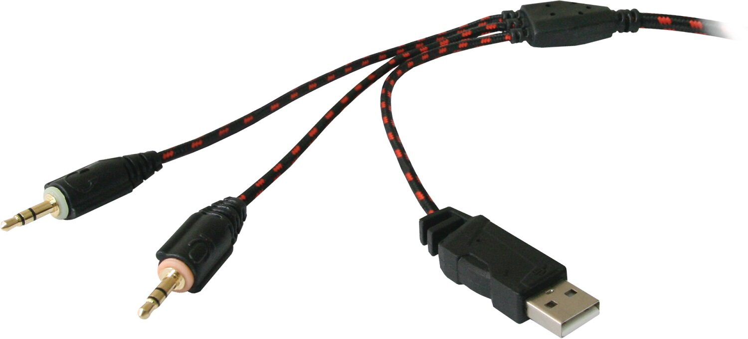 Słuchawki DEFENDER Ridley Czarno czerwony - łączność złącze USB Mini Jack