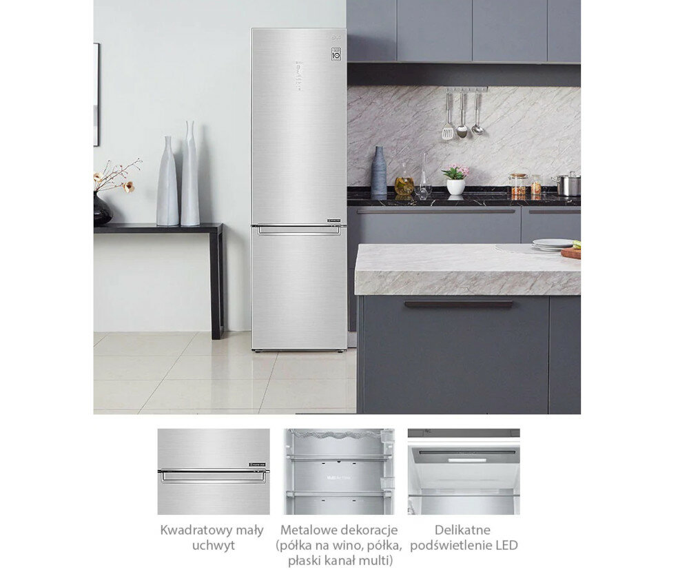 LG GBB72SWVFN Nofrost Biała konstrukcja design minimalizm