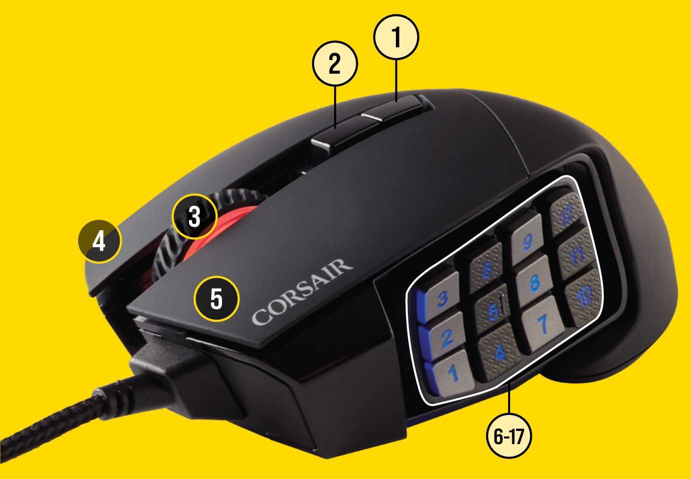 Mysz CORSAIR Scimitar RGB Elite Czarny - programowalne przyciski