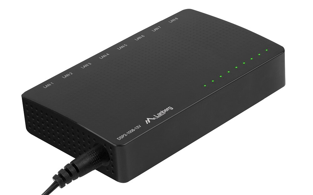 Switch LANBERG DSP2-1008-12V - wygląd ogólny kompaktowe gabaryty eleganckie wykończenie