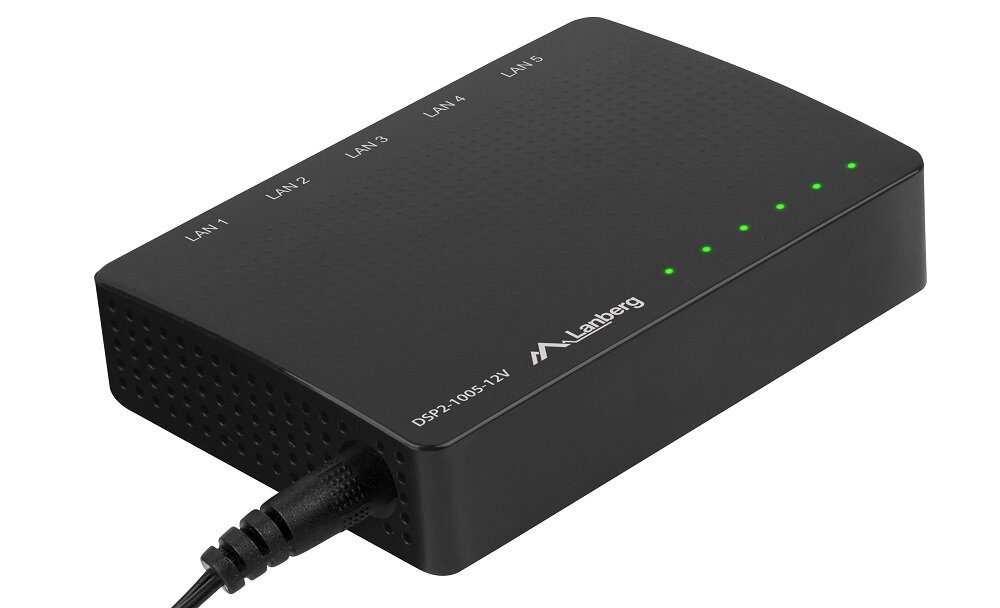 Switch LANBERG DSP2-1005-12V - wygląd ogólny kompaktowe gabaryty eleganckie wykończenie