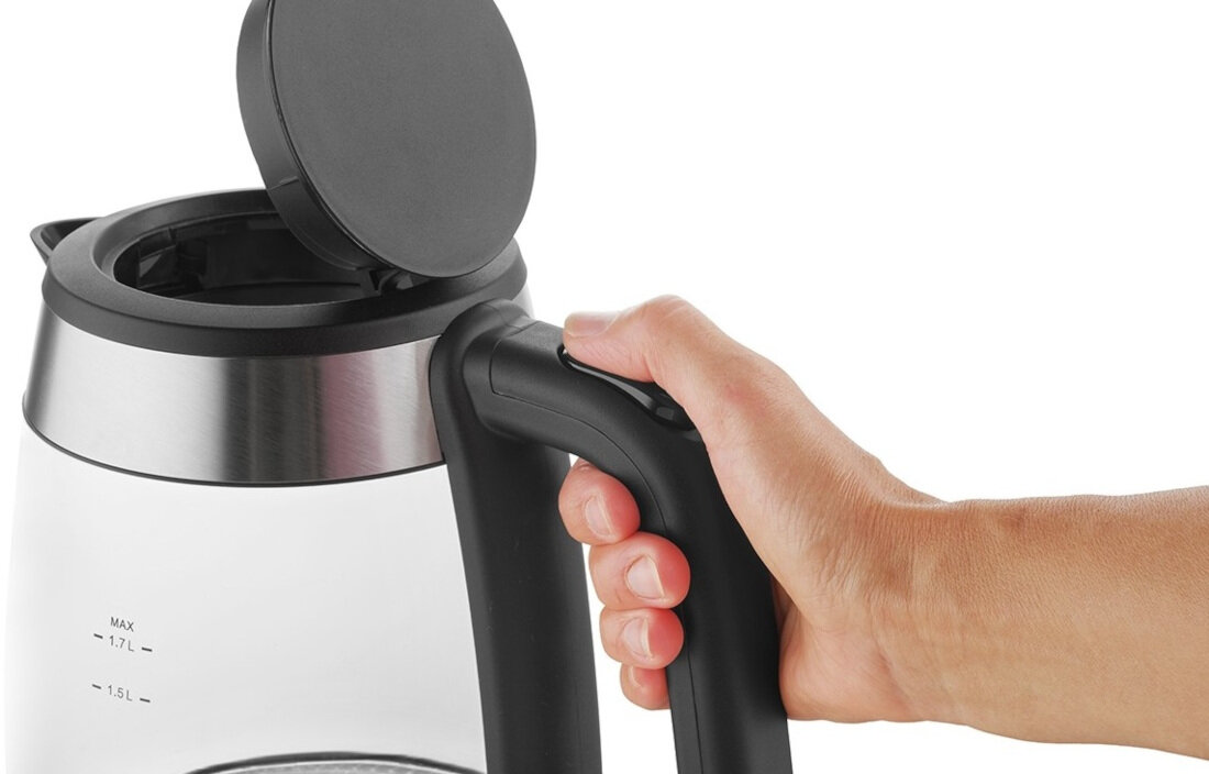 Czajnik CONCEPT RK4140 obsluga wygoda komfort przycisk szybkiego otwierania pokrywki szeroki otwor do wygodnego napelniania latwe czyszczenie