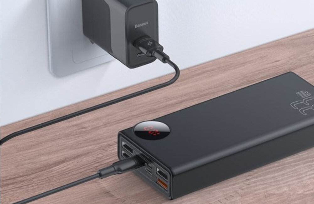 POWERBANK 30000 MAH BASEUS MULIGHT BLACK porty moc pojemność