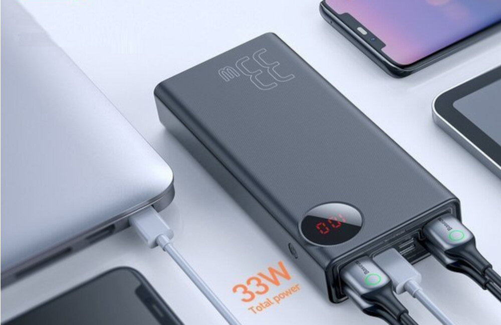 POWERBANK 30000 MAH BASEUS MULIGHT BLACK porty ładowania