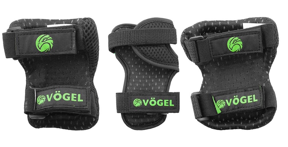 Kask VÖGEL VOK-650S Zielony dla Dzieci (Rozmiar S-M) + Zestaw ochraniaczy zapięcie na rzepy utrzymują w odpowiednim miejscu wyjątkowy modny design głęboki zielony kolor bezpieczeństwo komfort wygoda