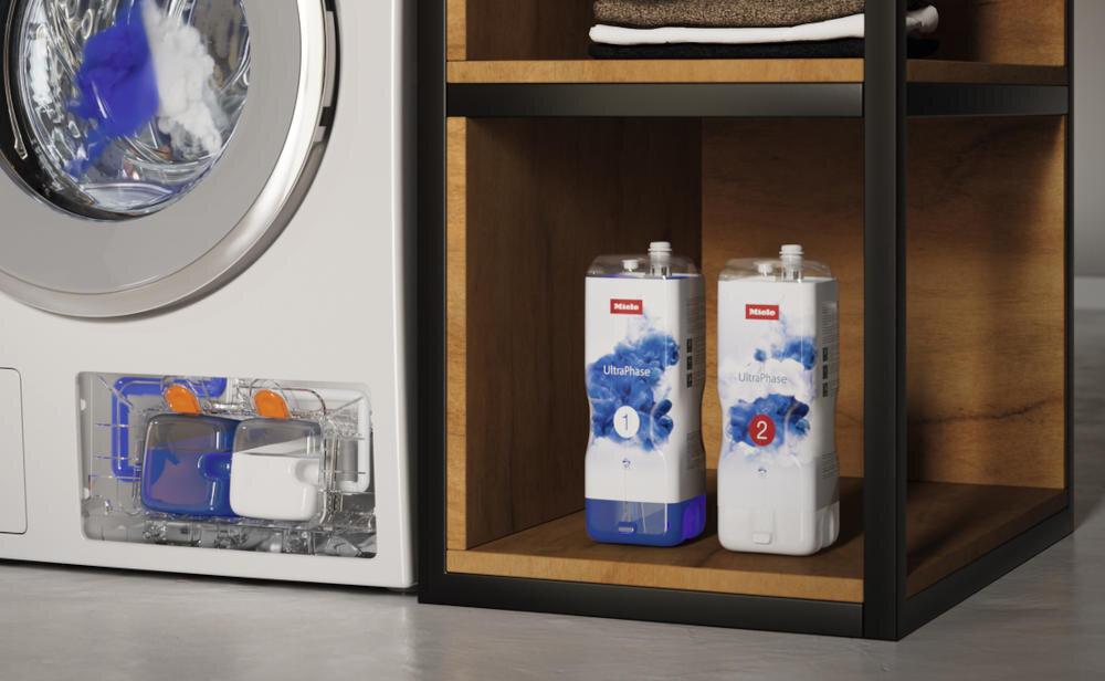 MIELE twindos detergent dwufazowe działanie odzież czystość ochrona uszkodzenia płyn oszczędność