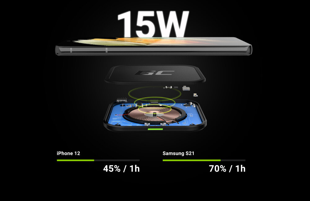 Ładowarka indukcyjna GREEN CELL AirJuice Czarny najwyższa jakość pracy moc