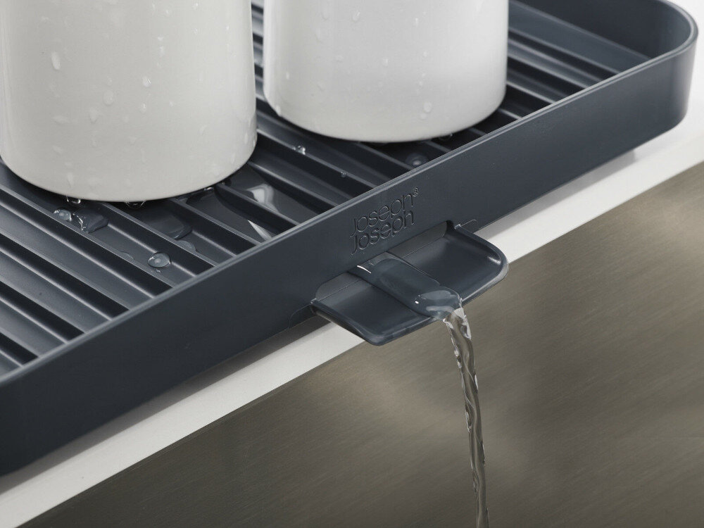 Suszarka do naczyn JOSEPH JOSEPH Y-Rack Grafitowo-szary tacka na wode wklad na sztucce system bezposredniego odplywu do zlewu wygoda komfort