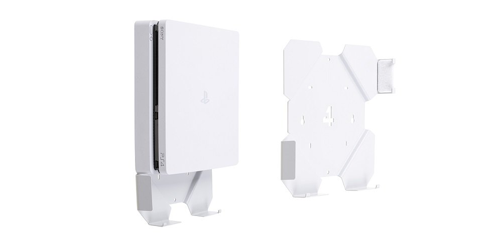 Zestaw uchwytów 4MOUNT do konsoli PS4 Slim bialy widok uchwyt konsola
