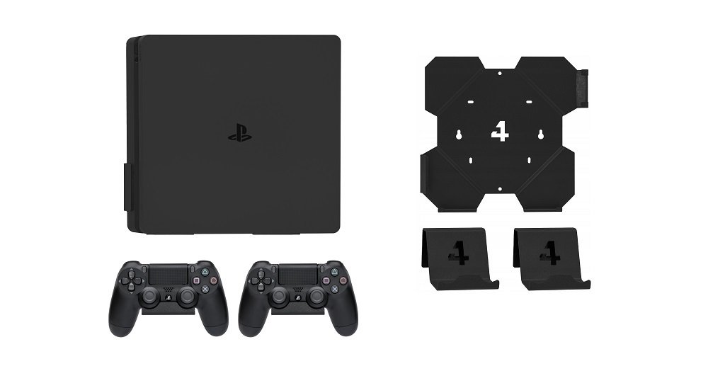 Zestaw uchwytów 4MOUNT do konsoli PS4 Slim czarny widok ogólny zestaw