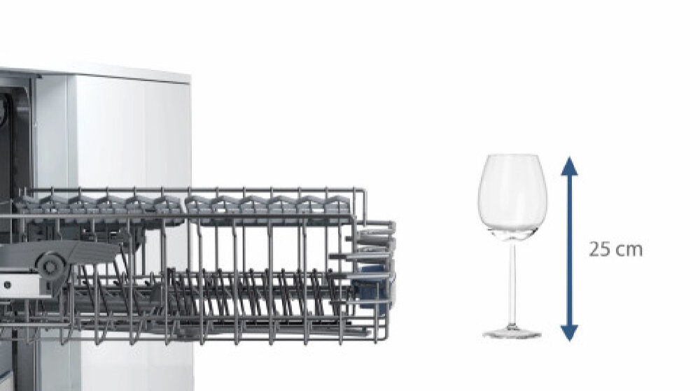 Zmywarka BOSCH SMS68MI04E - Łatwa regulacja góra-dół z 3-stopniowym systemem RackMatic