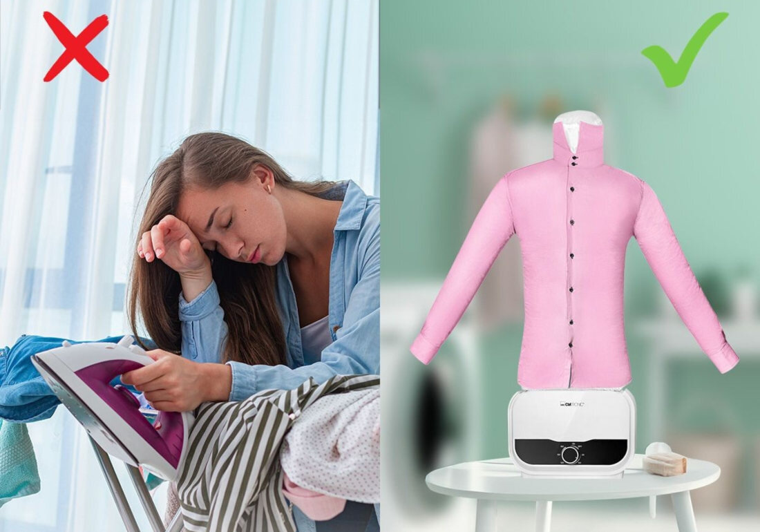 Prasowalnica CLATRONIC HBB 3734 2w1: suszy i prasuje do prasowania koszul i spodni suszenie oraz prasowanie gotowe do założenia