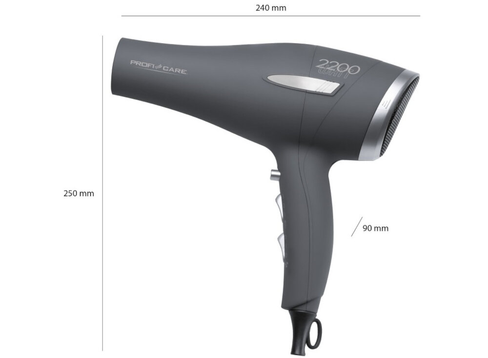 Suszarka PROFICARE PC-HT 3045 Antracyt Komfortowe użytkowanie wymiary waga wykonanie obudowana chwyt przenoszenie przechowywanie