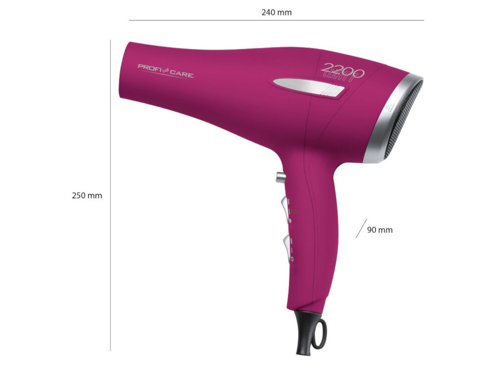 Suszarka PROFICARE PC-HT 3045 Fioletowy Komfortowe użytkowanie wymiary waga wykonanie obudowana chwyt przenoszenie przechowywanie