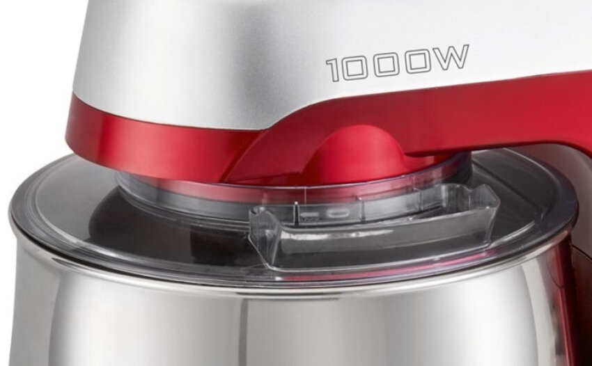 Robot kuchenny planetarny BOMANN KM 6009 CB 1000W czerwony latwe czyszczenie latwy demontaz antyposlizgowa podstawa specjalny otwor mozliwosc dodawania skladnikow przydatne funkcje