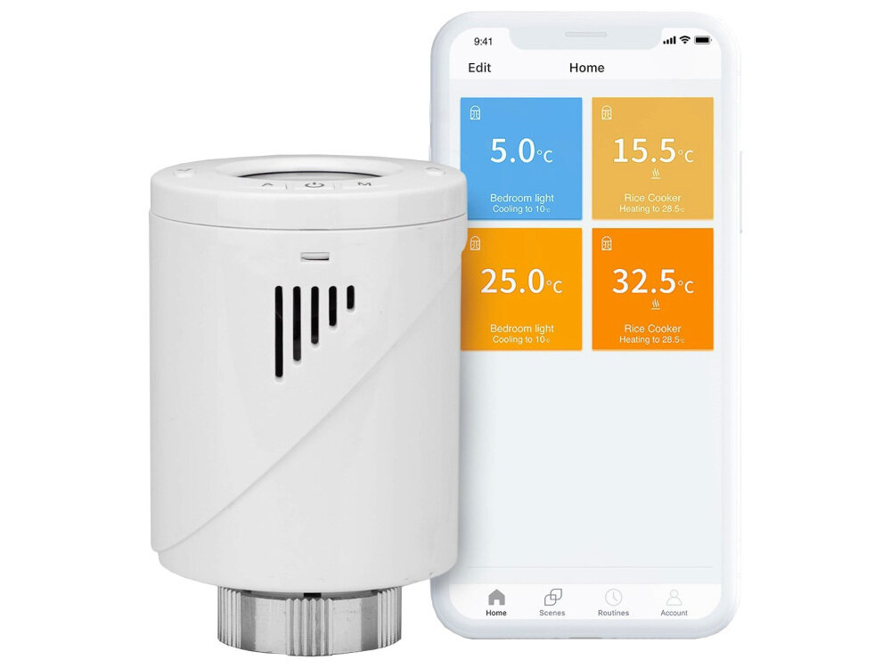 Głowica termostatyczna MEROSS MTS100 sterować za pomocą głosu kompatybilność z asystentami Google Alexa IFTTT na system Android iOS
