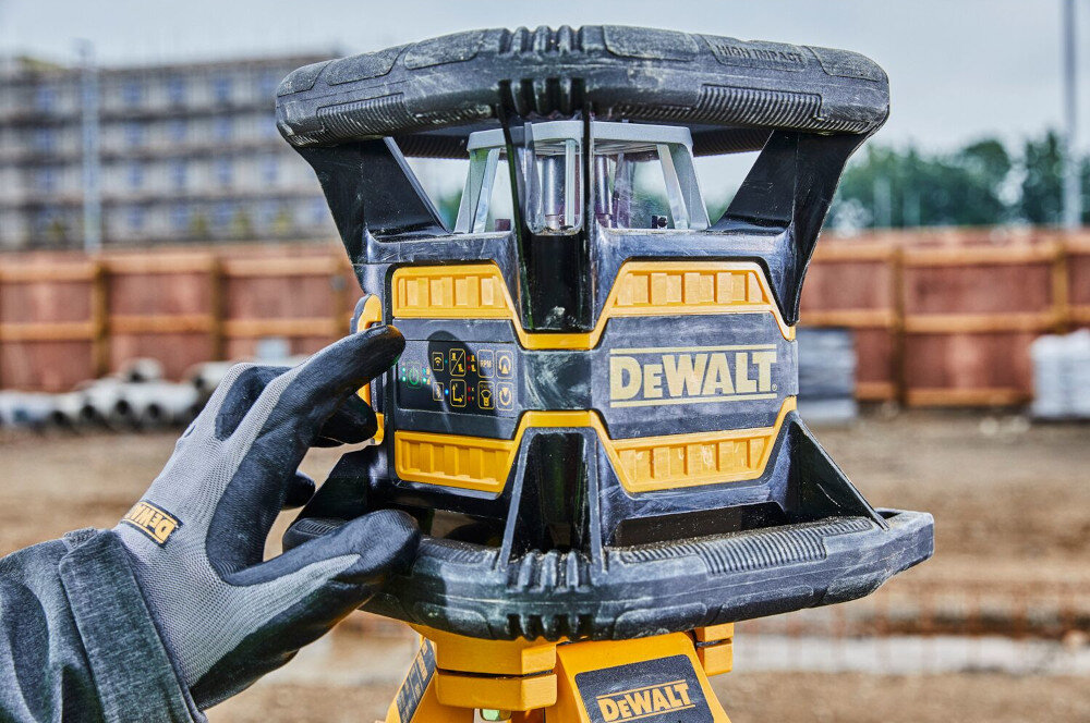 Laser rotacyjny DEWALT DCE080D1GS-QW w pełni automatyczne poziomowanie w pionie i poziomie tryb skanowania z dokładnością do 1,5mm/30 m