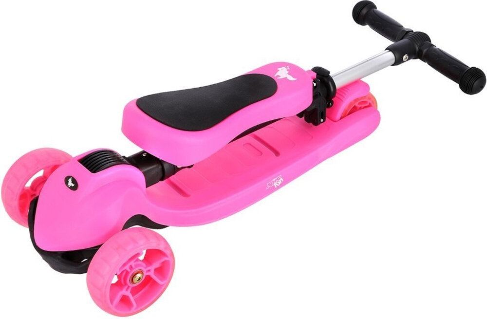 Hulajnoga dla dzieci NILS FUN HLB12 Różowy hulajnoga zlozona w pozycji poziomej lekka raczka funkcja skladania szybkie zlozenie hulajnogi waga 3,7 kg latwe przechowywanie i przenoszenie wymiary po zlozeniu 63,5 x 27,5 x 16 cm