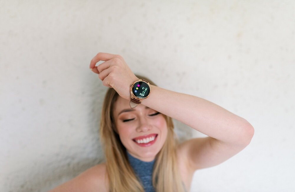 smartwatch Garett Women Karen Brązowy krokomierz codzienna aktywność trening monitor snu