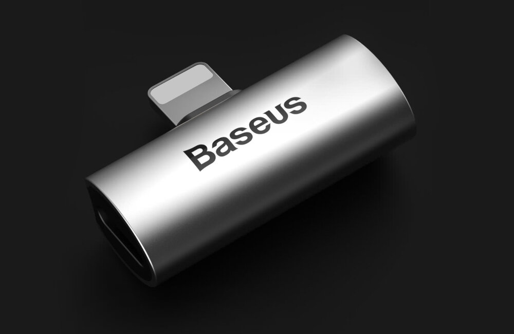 ADAPTER AUDIO BASEUS L46 LIGHTNING DO 2X LIGHTNING (CZARNY) rozdzielenie złącza USB