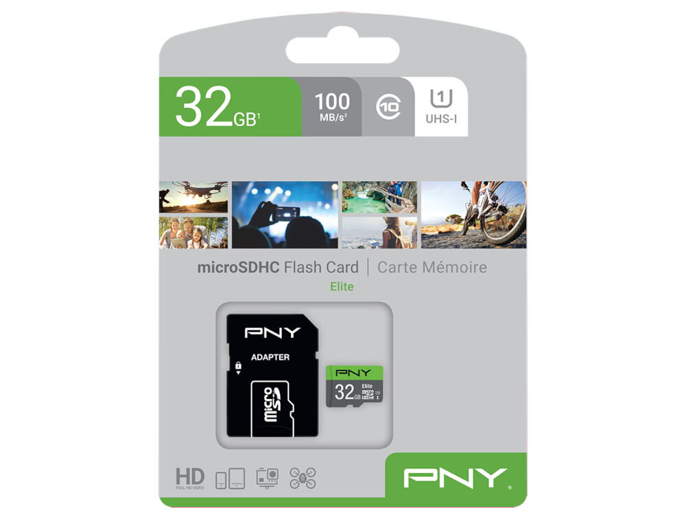 karta pamięci PNY microSDHC Elite o pojemności 32GB adapter microSD / SD