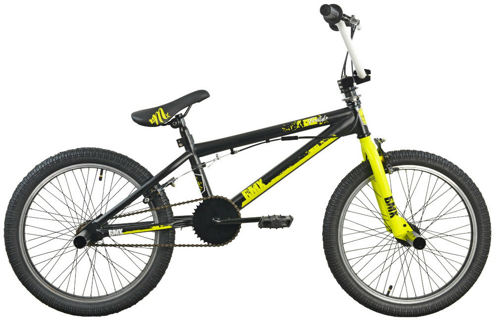 Rower BMX ESPERIA Freestyle 5650 czarno zolty wyglad front bok