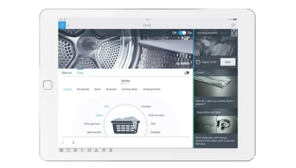 BOSCH-WTX87EH0PL suszarka easy start program pranie aplikacja home connect materiał kolor zabrudzenia