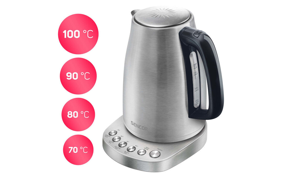 Czajnik SENCOR SWK 1796SS Regulacja Temperatury pojemność moc temperaura zakres ustawienia napój kawa herbata kontrola