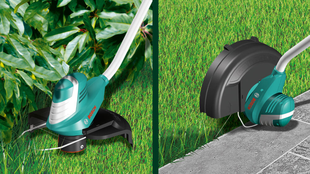 BOSCH AdvancedGrassCut 36 0600878N03 podkaszanie pionowe krawędź przycisk obrót narzędzie