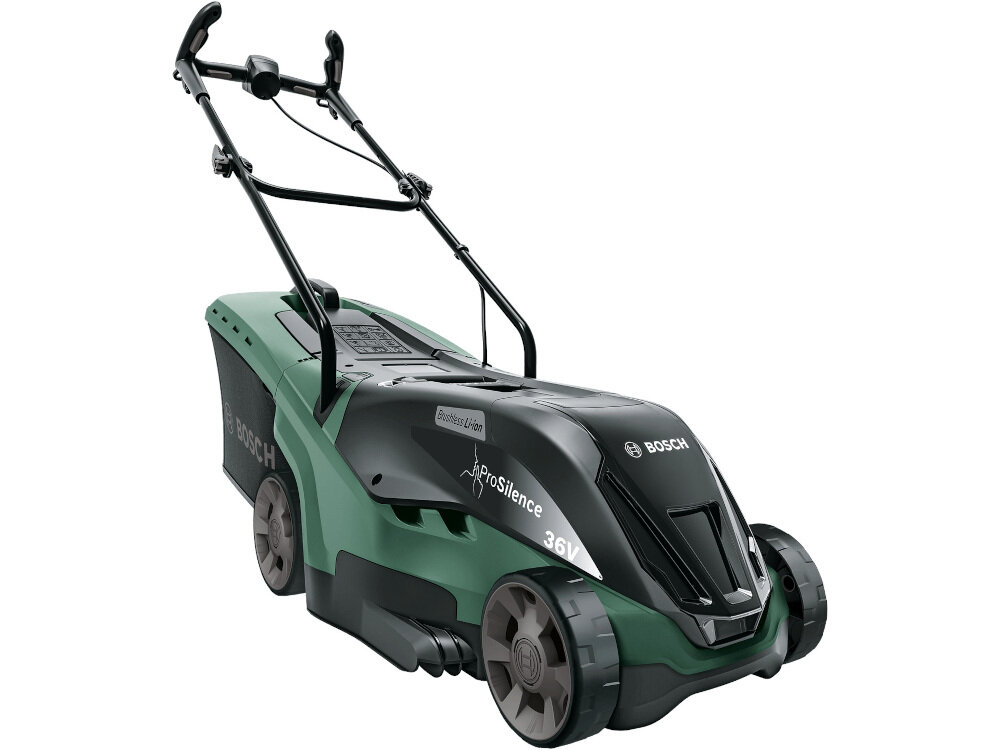 Kosiarka akumulatorowa BOSCH Universal Rotak 36-560 LI 06008B9507 praca bezprzewodowa obniżona emisja hałasu zasilanie akumulator o napięciu 36 V pojemność 2 Ah dłuższy czas pracy