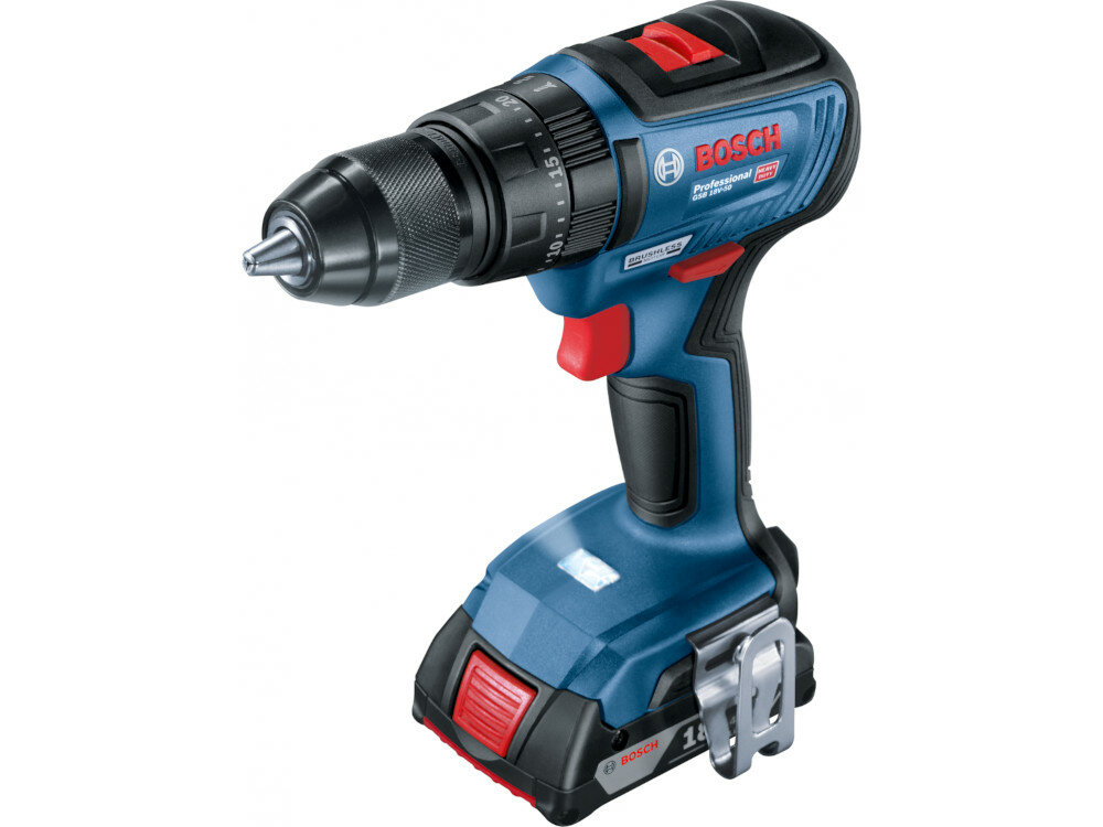 Wiertarko-wkrętarka Bosch GSB 18V-50 elektronarzędzie świetnymi parametrami ergonomiczna kompaktowa budowa