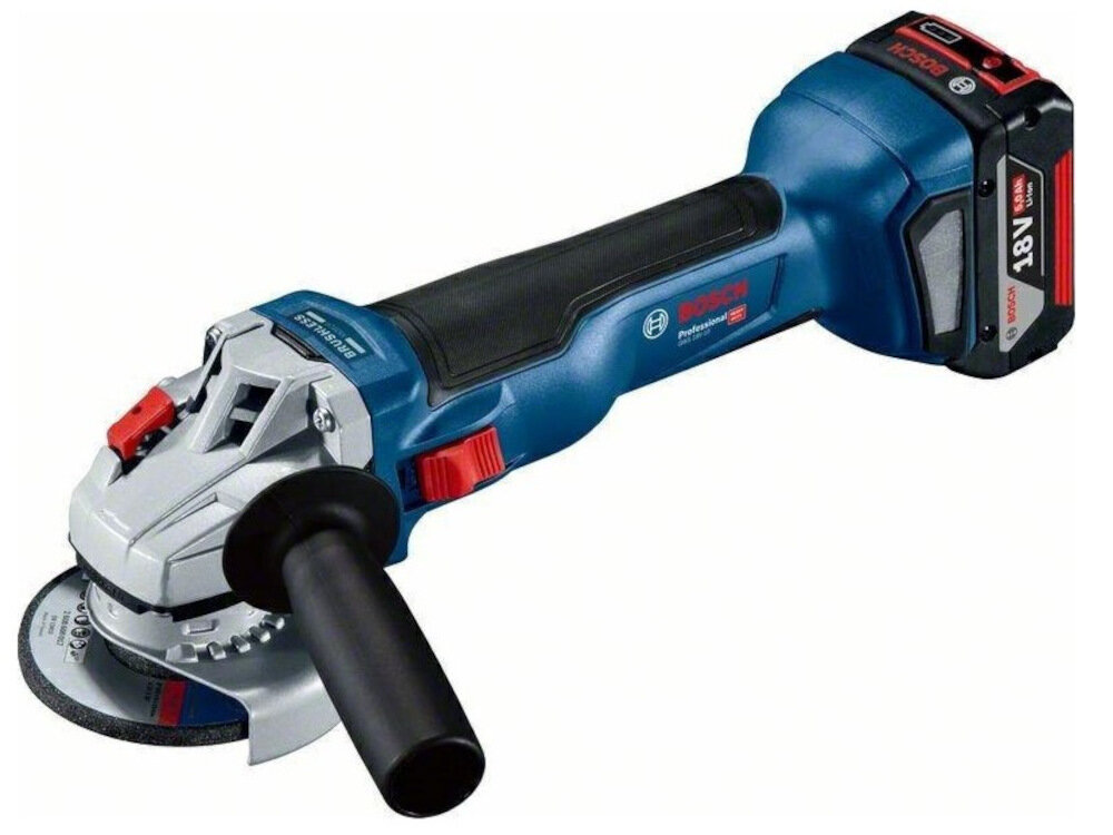 Szlifierka kątowa BOSCH Professional GWS 18V-10 06019J4004 akumulator Li-Ion napiecie 18 V pojemnosc 5,0 Ah seria BOSCH Professional 18V ladowarka