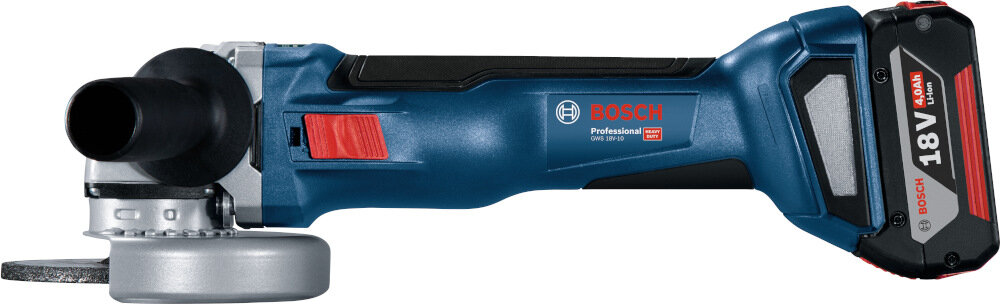Szlifierka kątowa BOSCH Professional GWS 18V-10 06019J4004 solidna odporna na obciazenia dlugotrwala praca w wymagajacych warunkach ergonomiczna raczka powloka typu SoftGrip