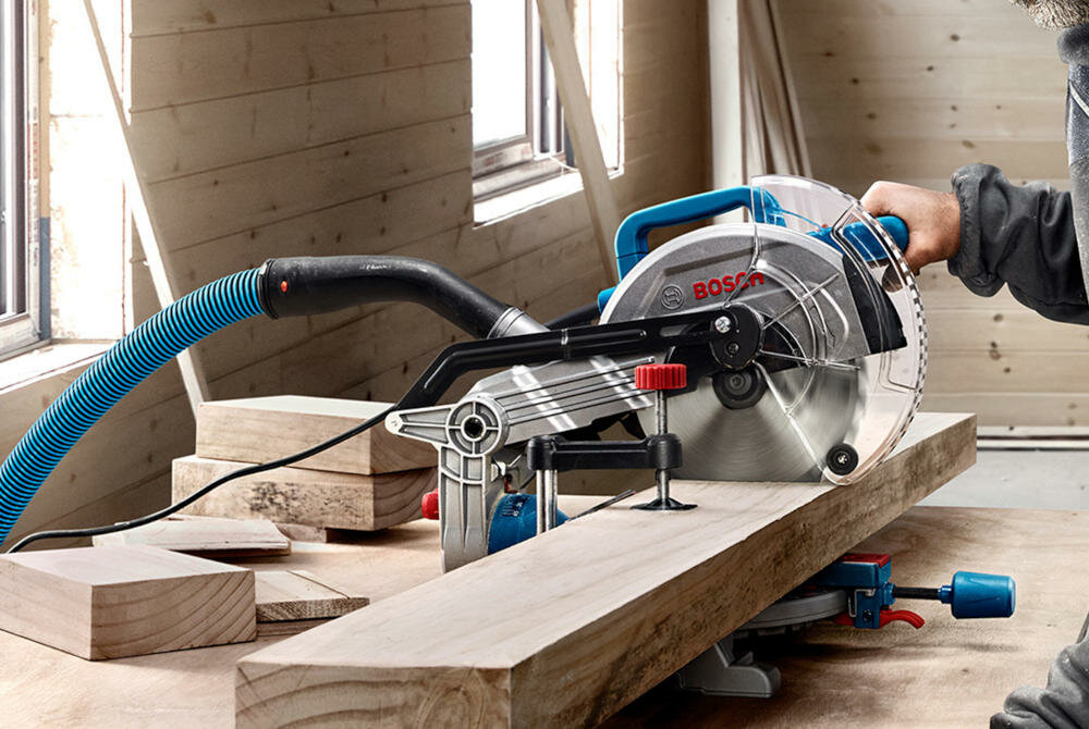 BOSCH GCM 216 wukośnica głębokość cięcie prace stolarskie regulowany ogranicznik cięcie kąt