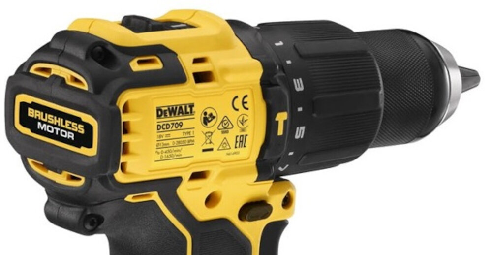 Zestaw Combo DEWALT DCK2062M2T-QW wiertarko-wkrętarka DCD709 bezszczotkowy silnik akumulator napięcie 18 V prędkość do 1650 obr/min częstotliwość udaru do 28050 ud/min