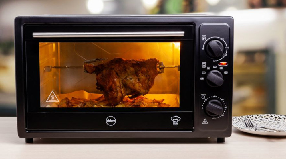 Piekarnik ELDOM PR500 Onev Wszechstronne zastosowanie Pięć trybów pracy Pieczenie ciast Pieczywo i pizza Opiekanie tostów Grillowanie mięs Pieczenie na rożnie 360°