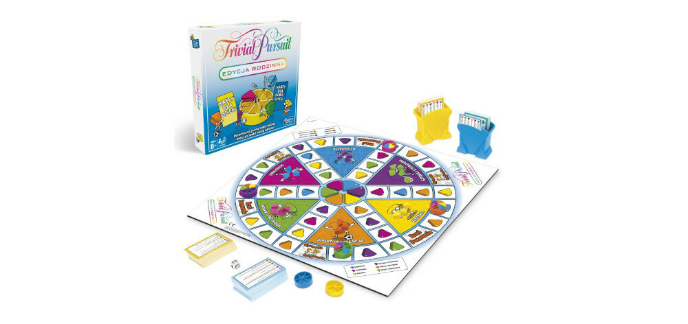 Gra edukacyjna HASBRO Trivial Pursuit Edycja Rodzinna zawartość opakowania pudełko