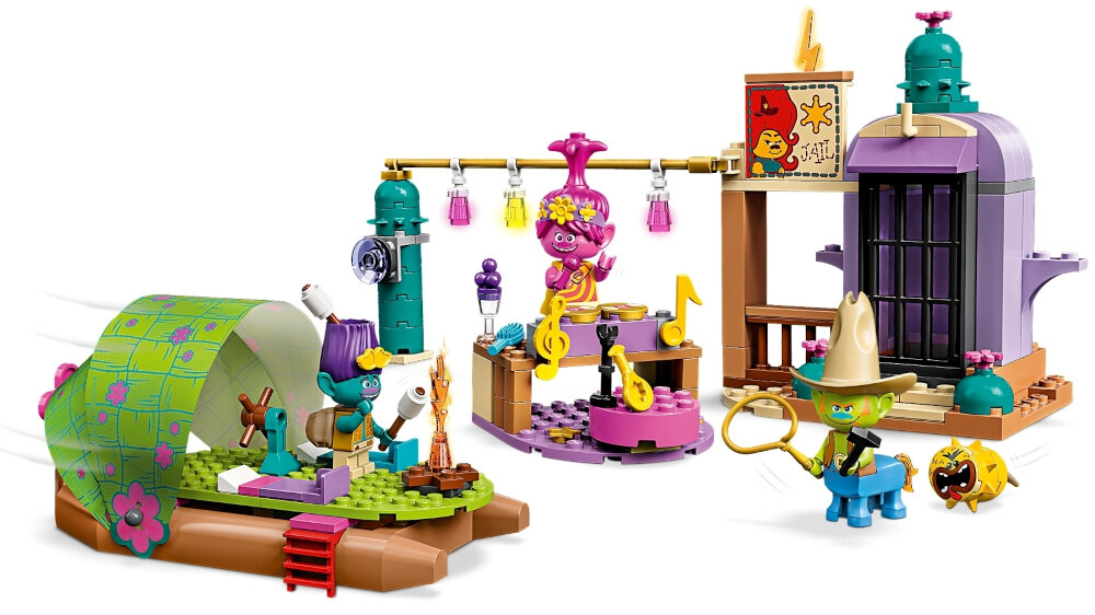 LEGO Trolls World Tour Pustkowie i przygoda na tratwie 41253 świetna zabawa wzmocnienie pewności siebie maluchów realistyczne detale dla miłośnika filmu Trolle 2 kreatywna zabawa dla dzieci powyżej 4 roku życia