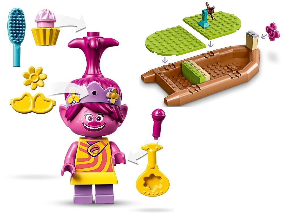 LEGO Trolls World Tour Pustkowie i przygoda na tratwie 41253 akcesoria obrotowy parkiet do tańca pływająca tratwa ukryta kolekcjonerska struna 159 elementów