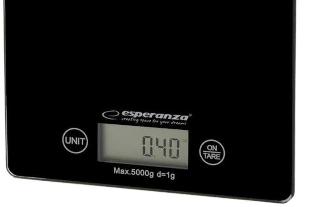 ESPERANZA-EKS002K waga wyświetlacz czytelny lcd funkcja tara wskaźnik słaba bateria kilogram gram uncja funt proste wygodne korzystanie zasilanie bateria