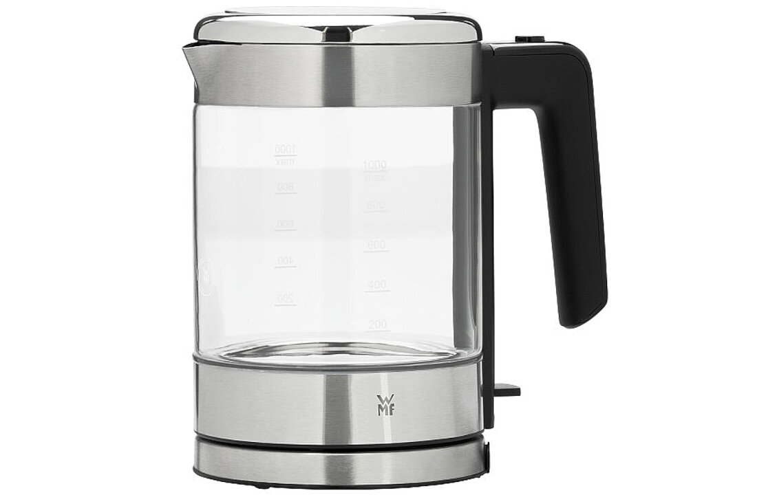 Czajnik WMF Kitchenminis Srebrny Obudowa stal nierdzewnna Cromargan® szkło SCHOTT DURAN® łatwe czyszczenie smak woda grzałka ze stali nierdzewnej Wysoka jakość
