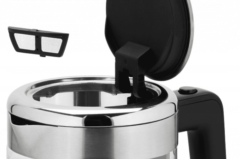 Czajnik WMF Kitchenminis Srebrny pojemność wskaźnik poziomu wody monitorowanie kontrola ilość woda filtr zdejmowana pokrywka napełnianie czyszczenie komfort użytkowanie