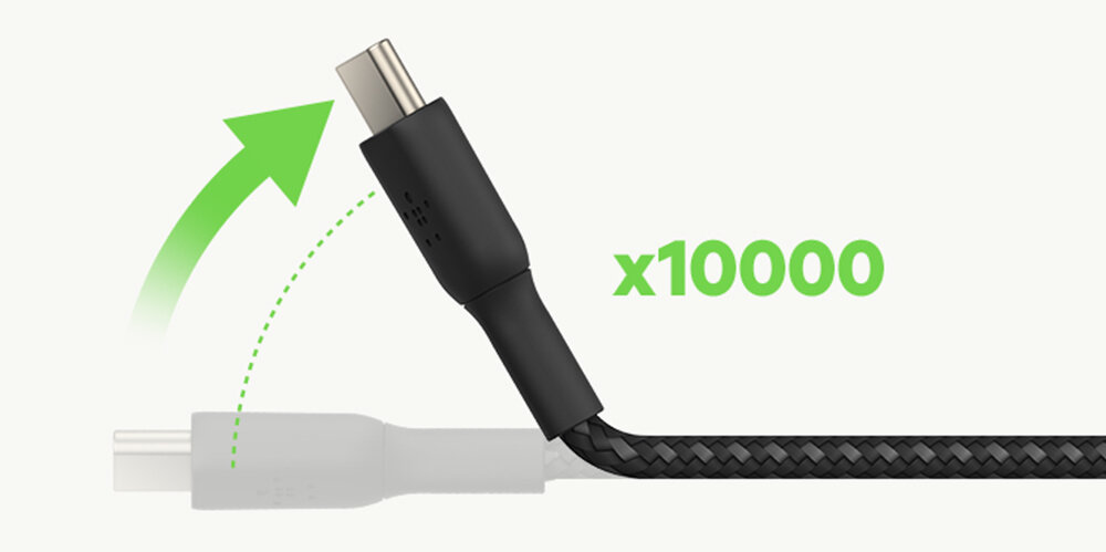 Kabel USB Typ C - USB Typ C BELKIN Braided 1 m pleciony mocny przewód wytrzymałość tworzywa sztuczne