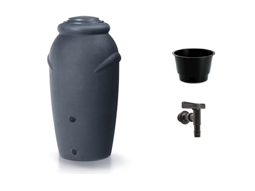 Zbiornik na deszczówkę PROSPERPLAST Aquacan baby ICAN210-S433 210L Antracytowy zestaw elementy montazowe dokumentacja
