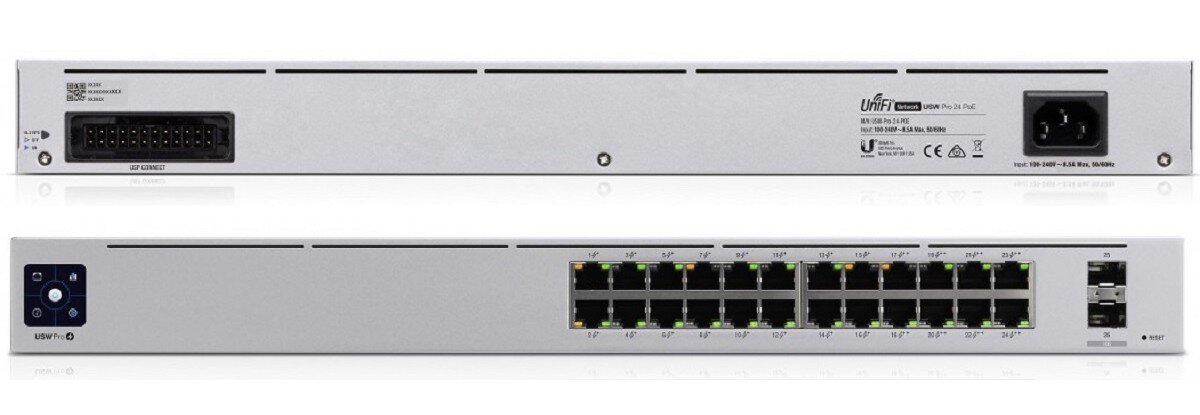 Switch UBIQUITI USW-PRO-24-POE wyświetlacz