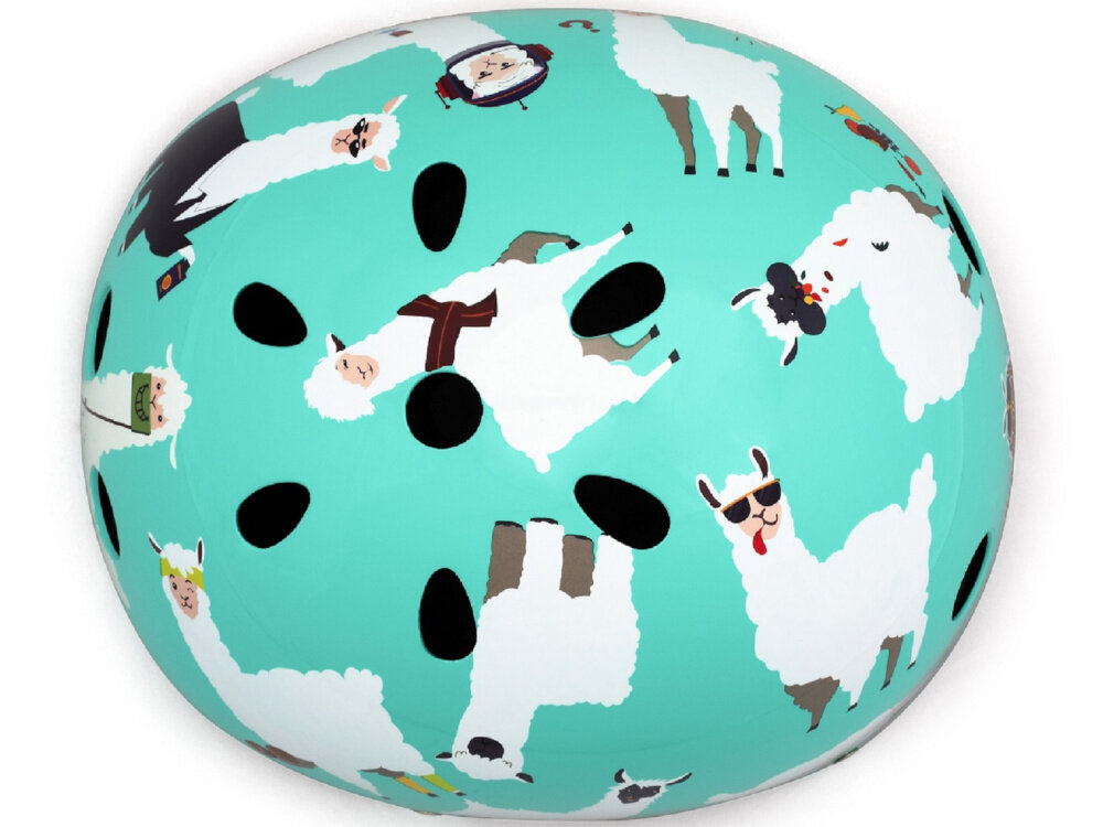 Kask HORNIT Lama Błękitny dla Dzieci (rozmiar S) kask na białym tle widoczny z góry jedenaście otworów wentylacyjnych wspierają cyrkulację powietrza komfort nawet w cieplejsze dni otwory minimalizują gromadzenie wilgoci pod skorupą