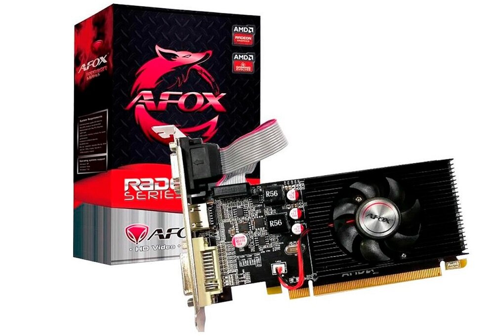 Karta graficzna AFOX Radeon R5 230 - wygląd ogólny opakowanie wydajna karta graficzna obsługa interfejsów API DirectX OpenGL  przyzwoite osiągi