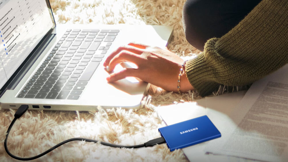 Dysk SAMSUNG Portable T7 500 GB USB 3.2 Gen. 2 SSD Niebieski prędkość zapisu odczytu