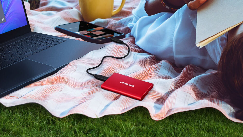 Dysk SAMSUNG Portable T7 1 TB USB 3.2 Gen. 2 SSD Szary prędkość zapisu odczytu